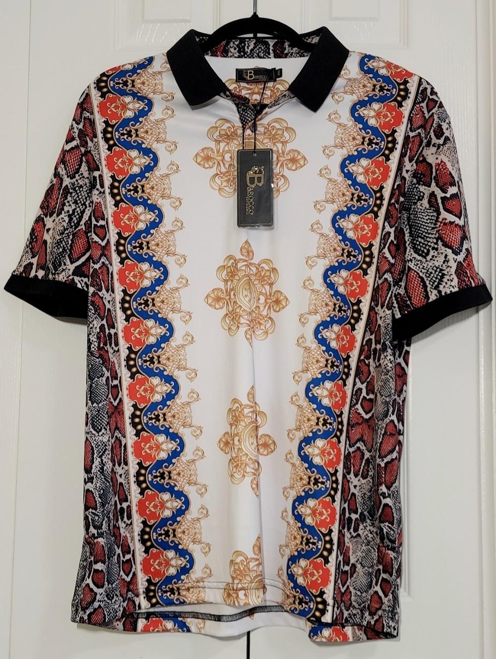 Barocco Shirt, Size L, Multi-Color, Italian, Polo